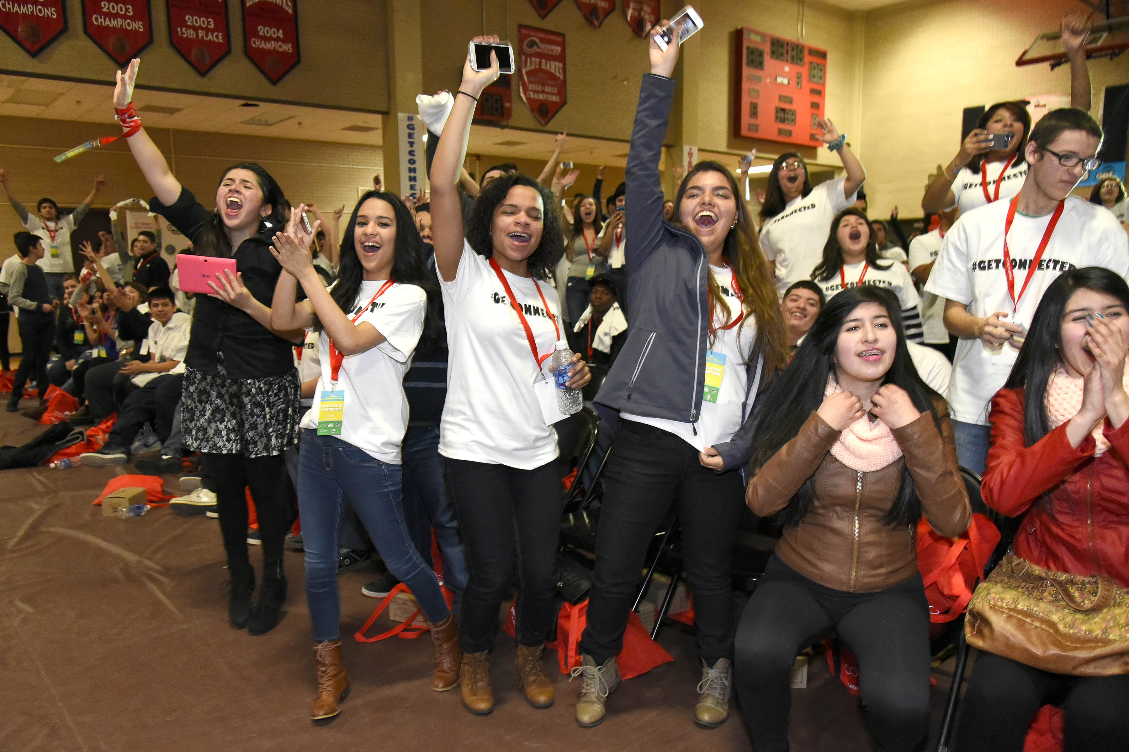 Students excited during the "Get Schooled, Get Connected Celebration." 