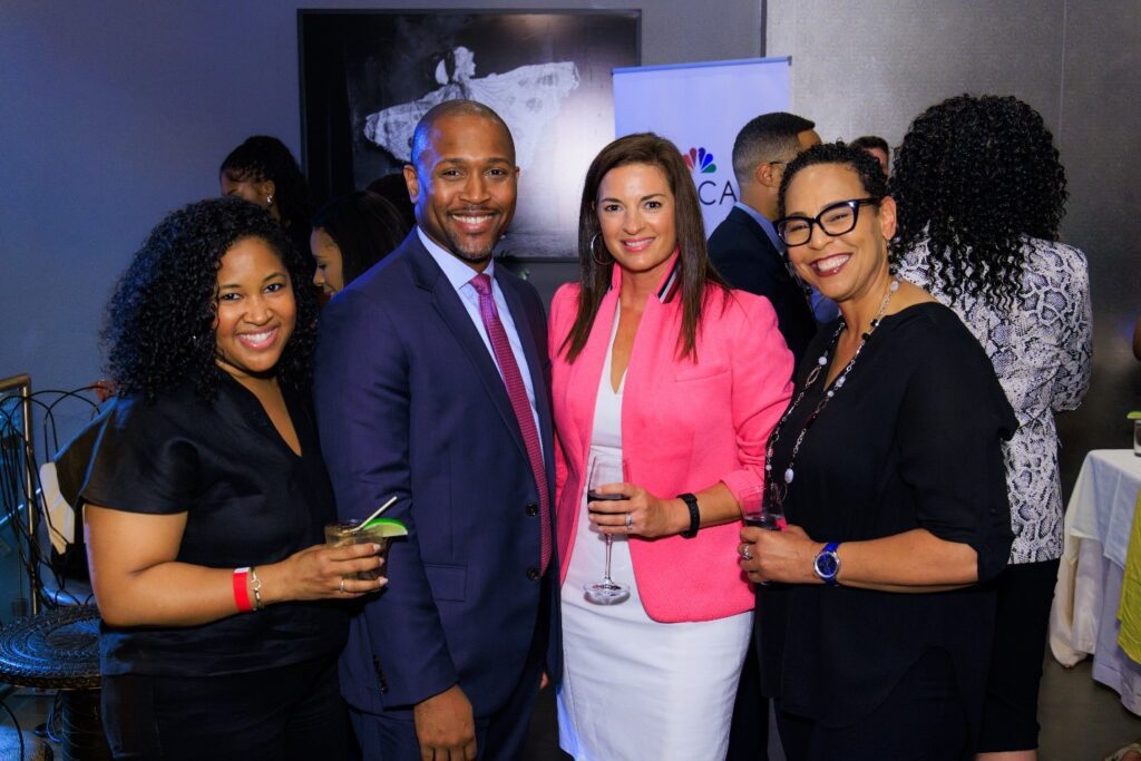 [Left to right] Janelle Richards and Aaron Gilchrist of NBC News pictured with Katie Klein Comcast Business Vice President – Marketing, and Shannon Dulin, Senior Director – Community Impact of Comcast Central Division. 