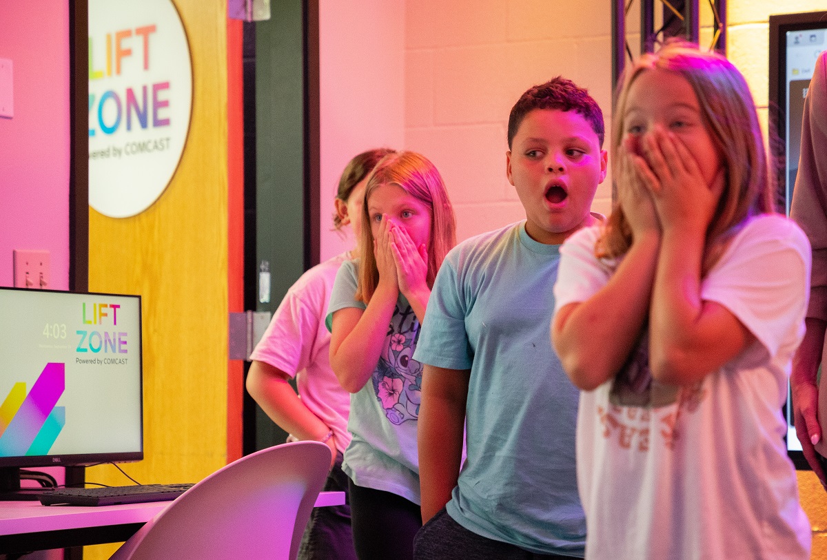 Children are amazed as they go into the Boys & Girls Club of Snohomish Enhanced Lift Zone.