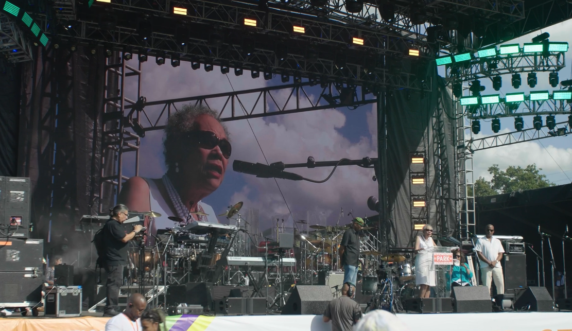 View up at stage at Houston's Juneteenth Celebration