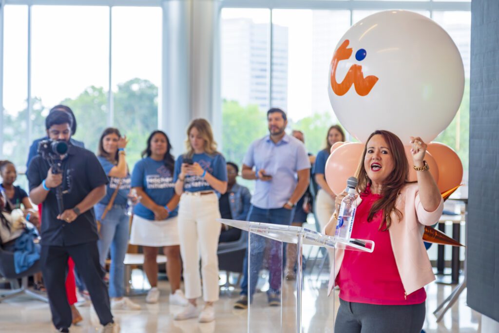 Heather Orrico greets the guests