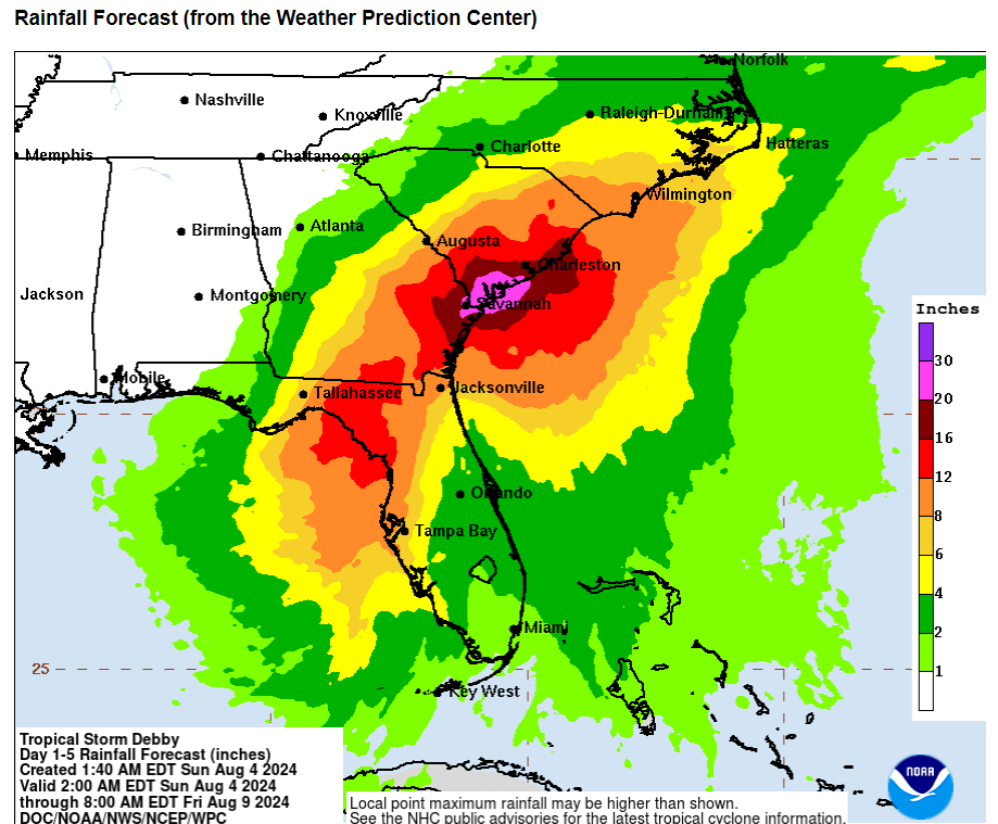 Rainfall Forecast (from the Weather Prediction Center)