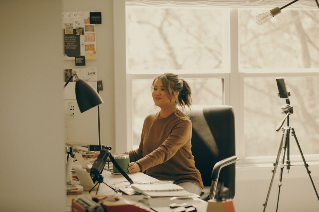 Ash Kaneko, former RISE recipient, in studio
