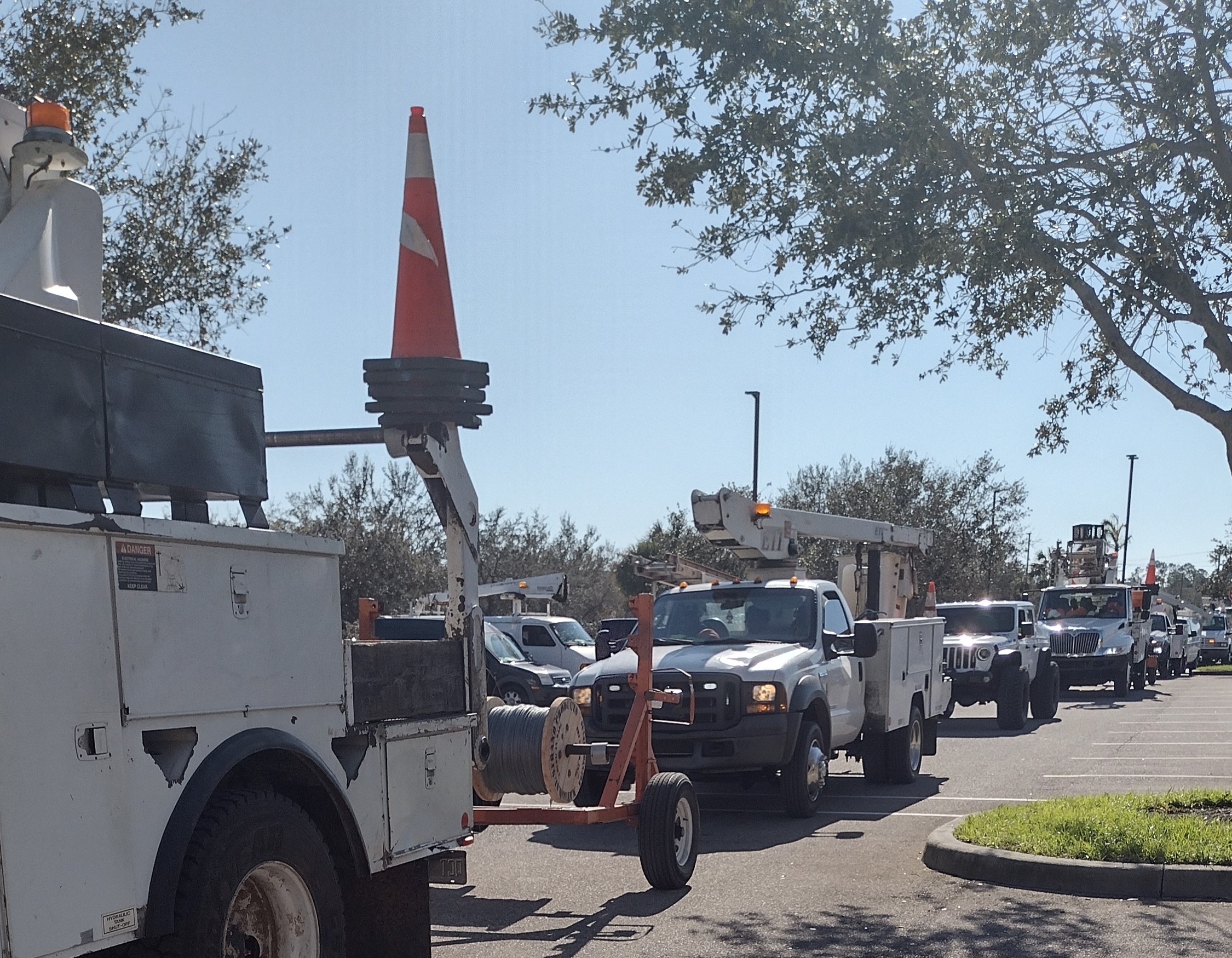 Comcast trucks go to work