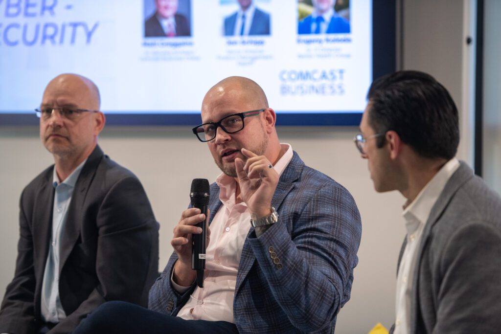 man speaks at an event