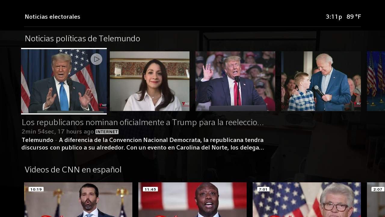 El menú virtual de Election Central, disponible en X1 y Flex.