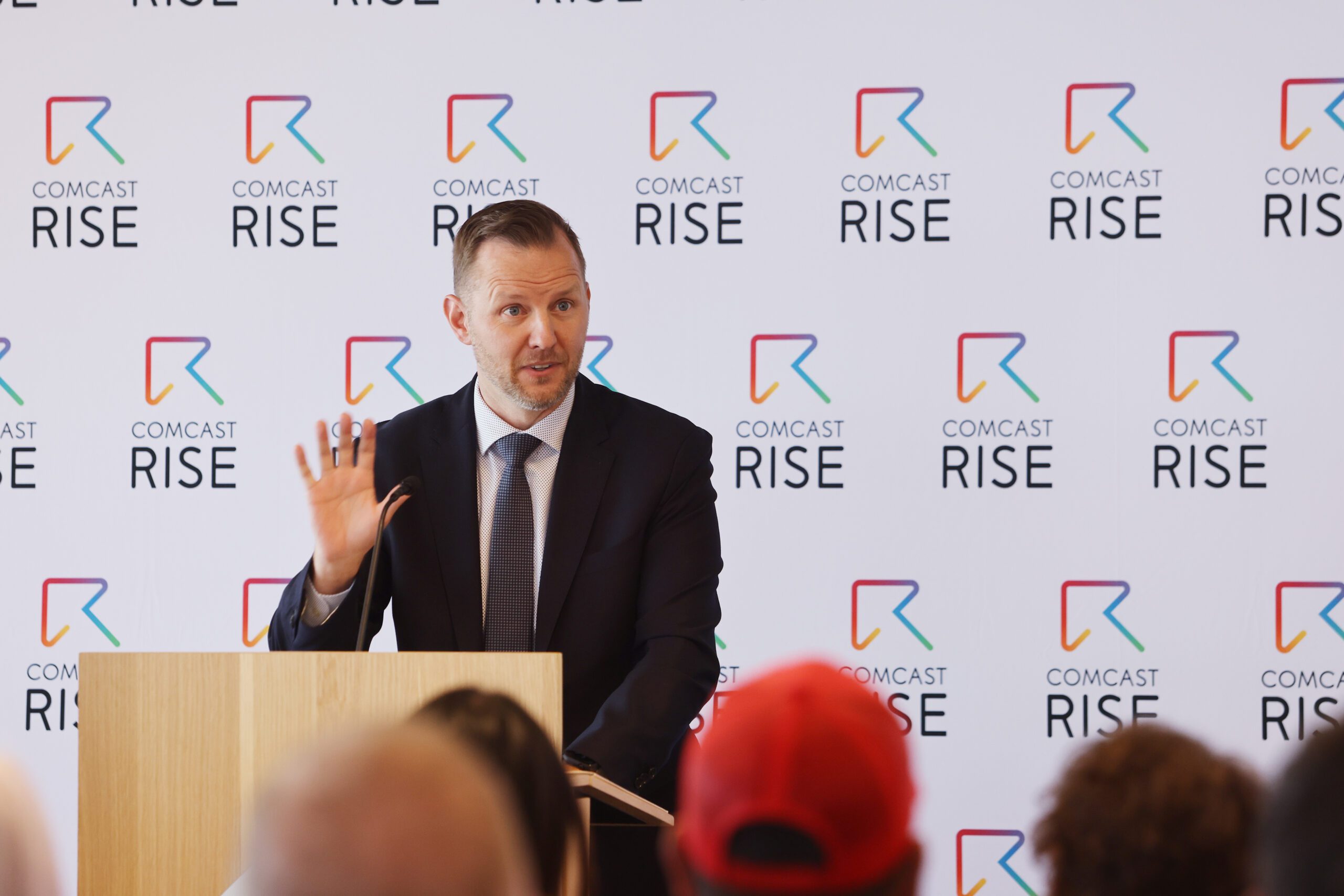 Scott Cuthbertson speaking at the Comcast RISE announcement event in Utah.